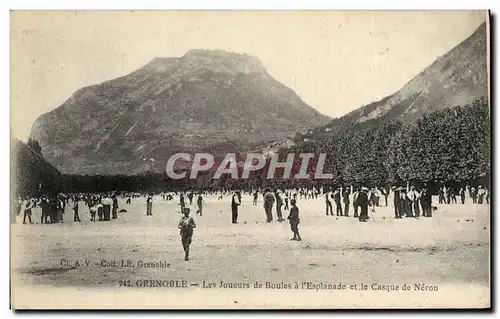 Cartes postales Petanque Grenoble Les joueurs de boules a l&#39esplanade et le Casque de Neron