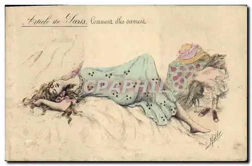 Ansichtskarte AK Fantaisie Illustrateur Mille Femme Article de Paris Comment elles dorment