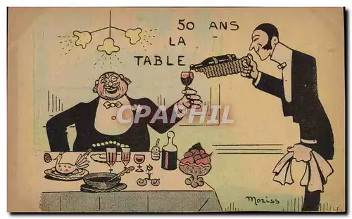 Ansichtskarte AK Fantaisie Illustrateur Moriss 50 ans la table