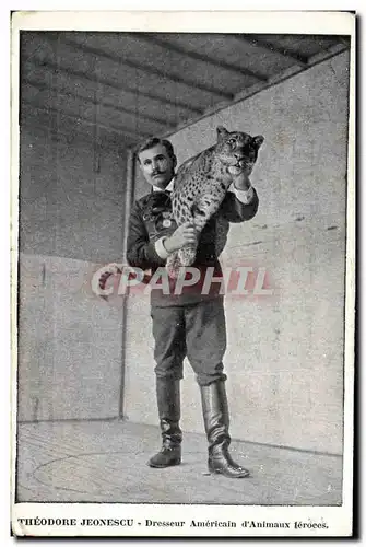 Ansichtskarte AK Theodore Jeonescu Dresseur americain d&#39animaux feroces Jaguar