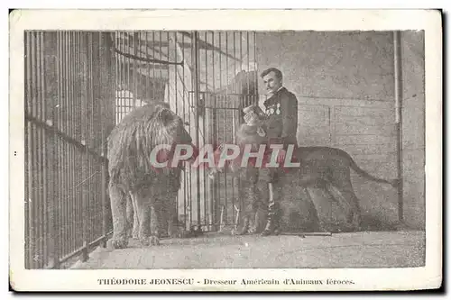 Ansichtskarte AK Theodore Jeonescu Dresseur americain d&#39animaux feroces Lion Lionne