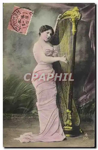 Cartes postales Femme Harpe