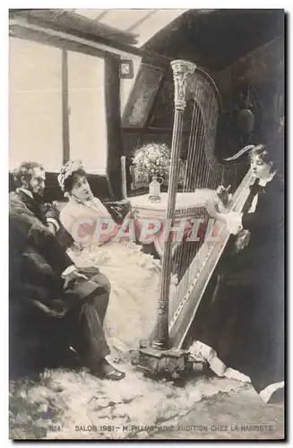 Ansichtskarte AK Salon 1901 Pillini Audition chez le harpiste Harpe