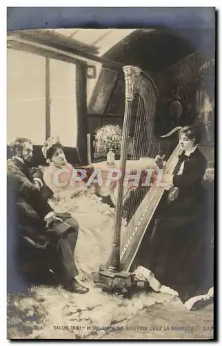 Ansichtskarte AK Salon 1901 Pillini Audition chez un harpiste Harpe