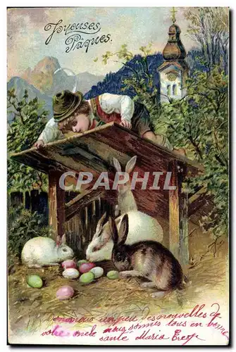 Cartes postales Lapin Lapins Enfant Paques