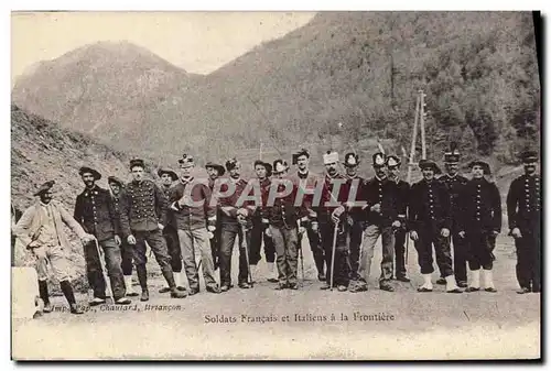 Ansichtskarte AK Militaria Chasseurs Alpins Soldats Francais et Italiens a la frontiere