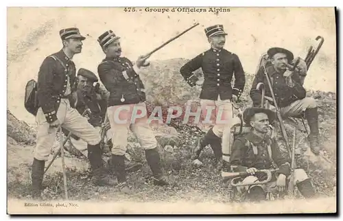 Cartes postales Militaria Chasseurs Alpins Groupe d&#39officiers alpins