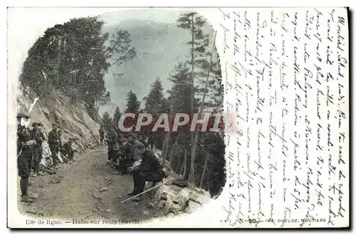 Ansichtskarte AK Militaria Chasseurs Alpins 158eme de ligne Halte sur route Savoie