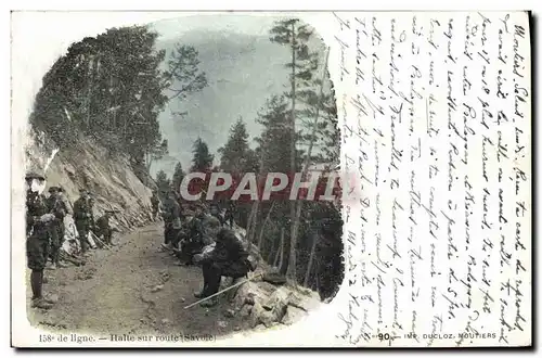 Cartes postales Militaria Chasseurs Alpins 158eme de ligne Halte sur route Savoie