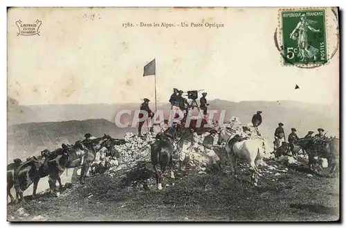 Cartes postales Militaria Chasseurs Alpins Dans les Alpes Un poste optique