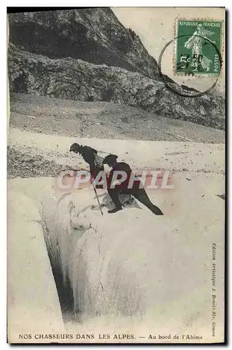 Cartes postales Militaria Chasseurs Alpins Au bord de l&#39abime