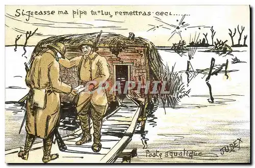 Cartes postales Militaria Poste aquatique Si je casse ma pipe