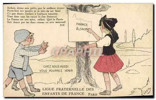 Cartes postales Militaria Ligue fraternelle des Enfants de France Paris Alsace