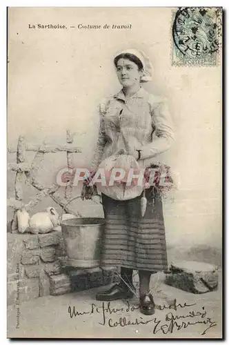 Cartes postales Folklore La Sarthoise Costume de travail