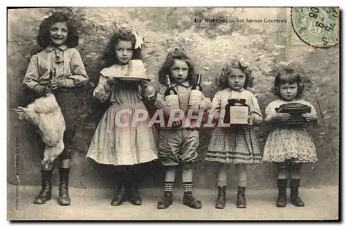 Ansichtskarte AK Folklore La Sarthe Ses jeunes gourmets Enfants