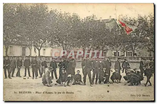 Ansichtskarte AK Petanque Beziers Place d&#39armes le jeu de boules