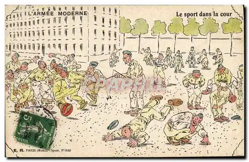 Cartes postales Diabolo L&#39armee moderne Le sport dans la cour Militaria