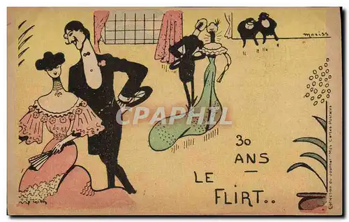 Cartes postales Fantaisie Illustrateur 30 ans le flirt Moriss