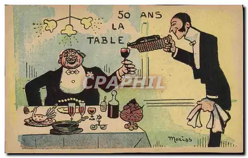 Cartes postales Fantaisie Illustrateur 50 ans La table Moriss