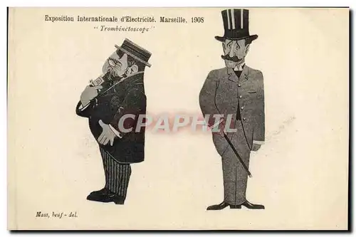 Ansichtskarte AK Fantaisie Illustrateur Exposition Internationale d&#39Electricite Marseille 1908 Trominetoscope