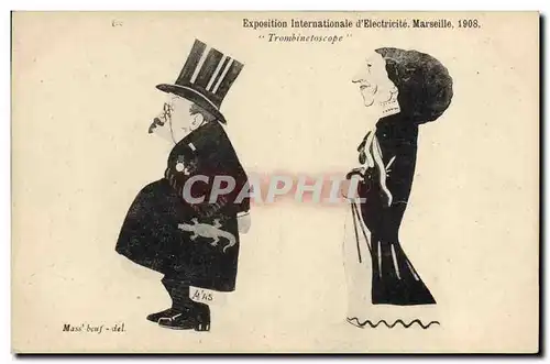 Cartes postales Fantaisie Illustrateur Exposition Internationale d&#39Electricite Marseille 1908 Trombinetoscope