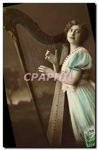 Ansichtskarte AK Femme Harpe