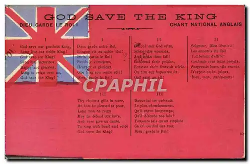 Cartes postales God Save the king Chant national anglais