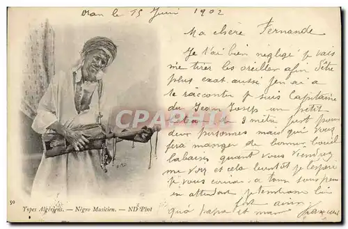 Cartes postales Types algeriens Negro musicien