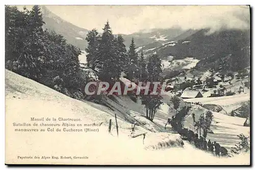 Cartes postales Militaria Massif de la Chartreuse Bataillon de Chasseurs Alpins en marches manoeuvres au Col de