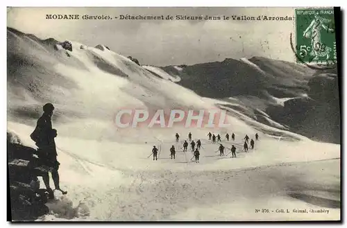 Cartes postales Militaria Chasseurs Alpins Modane Detachement de skieurs dans le Vallon d&#39Arronda