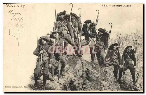 Cartes postales Militaria Chasseurs Alpins Groupe alpin