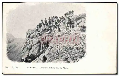 Ansichtskarte AK Militaria Chasseurs Alpins Exercices de force dans les Alpes