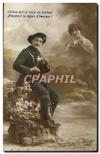 Cartes postales Militaria Chasseurs Alpins Femme