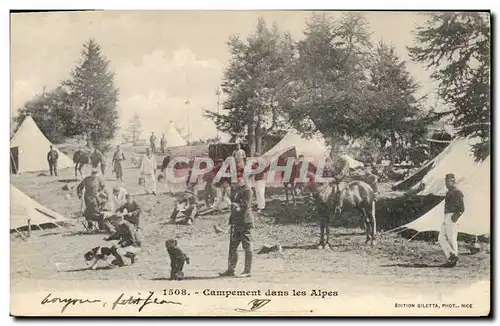 Cartes postales Militaria Chasseurs Alpins Campement dans les Alpes