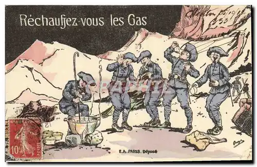 Ansichtskarte AK Militaria Chasseurs Alpins Rechauffez vous les Gas