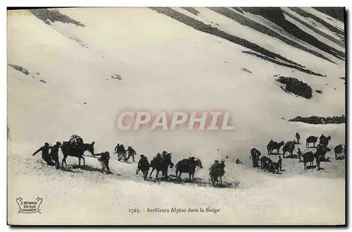 Cartes postales Militaria Chasseurs Alpins dans la neige