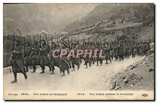 Cartes postales Militaria Chasseurs Alpins en montagne
