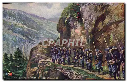 Cartes postales Militaria Chasseurs Alpins Section en reconnaissance