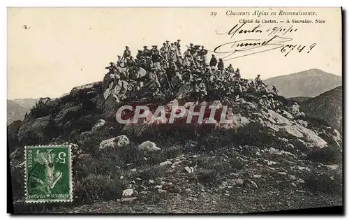 Cartes postales Militaria Chasseurs Alpins en reconnaissance