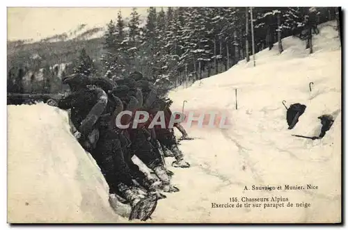 Ansichtskarte AK Militaria Chasseurs Alpins Exercice de tir sur parapet de neige