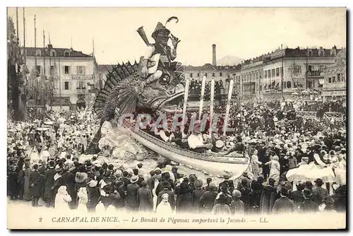 Cartes postales Carnaval de Nice Le bandit de pegomas emportant la Joconde Leonard de Vinci