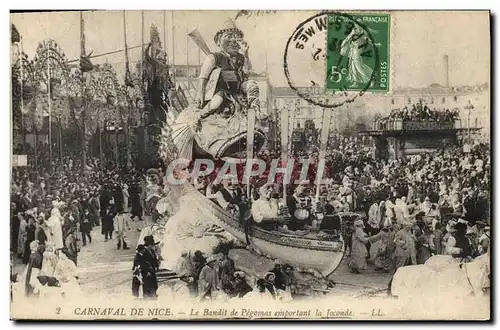 Cartes postales Carnaval de Nice Le bandit de Pegomas emportant la Joconde Leonard de Vinci