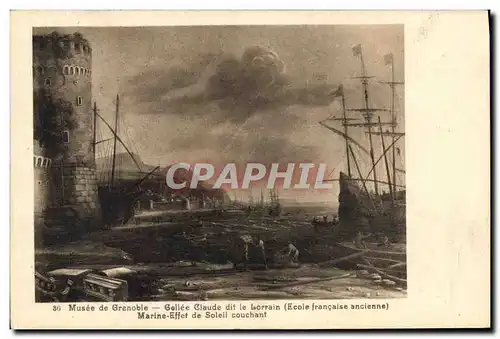 Cartes postales Musee de Grenoble Gallee Claude dit Le Lorrain Marine effet de soleil couchant
