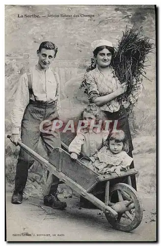 Cartes postales Folklore La Sarthe Joyeux retour des champs Enfants