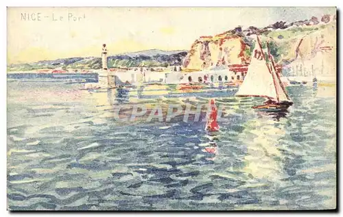 Cartes postales Fantaisie Illustrateur Nice Le port Bateau