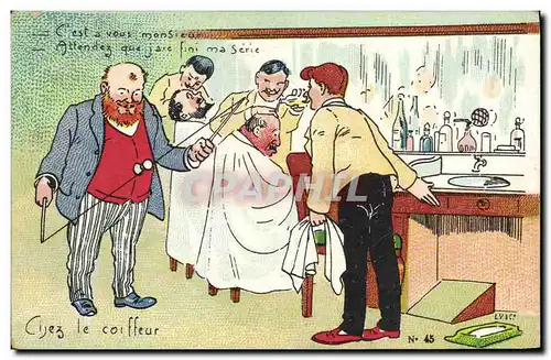 Cartes postales Diabolo Chez le Coiffeur