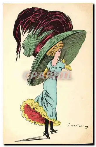 Cartes postales Fantaisie Illustrateur Mouton Chapeau Femme