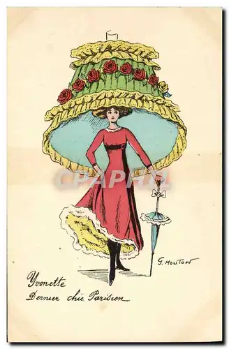 Cartes postales Fantaisie Illustrateur Mouton Chapeau Femme