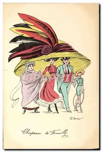 Ansichtskarte AK Fantaisie Illustrateur Mouton Femme Chapeau de famille