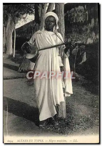 Cartes postales Folklore Negro musicien Afrique du Nord